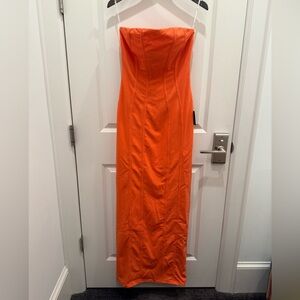 Lulu's Strapless Orange Maxi Dress